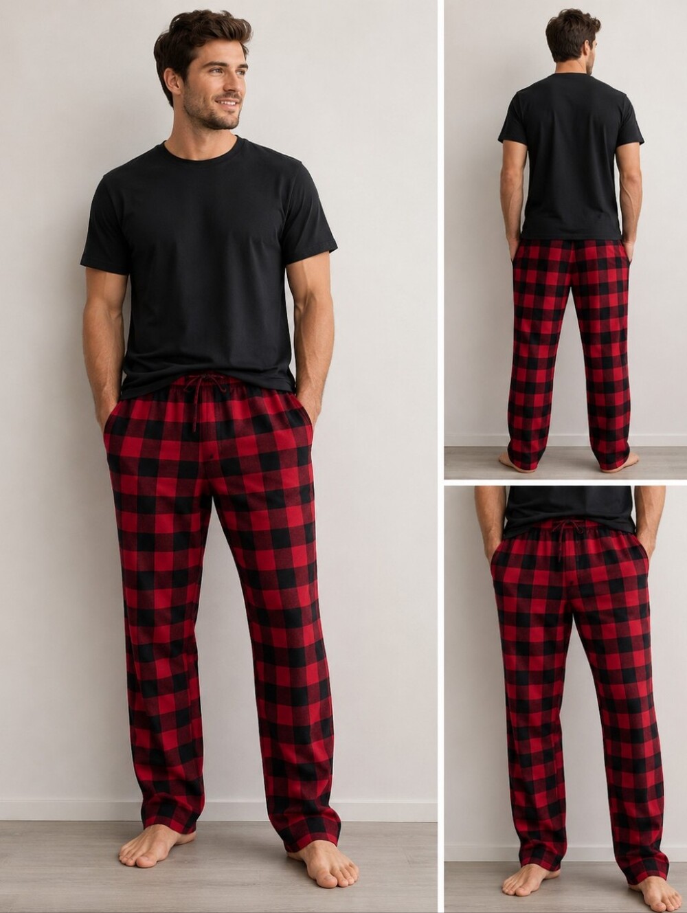 Size Largeq Red and Black Checkered Men's Pants 🔥